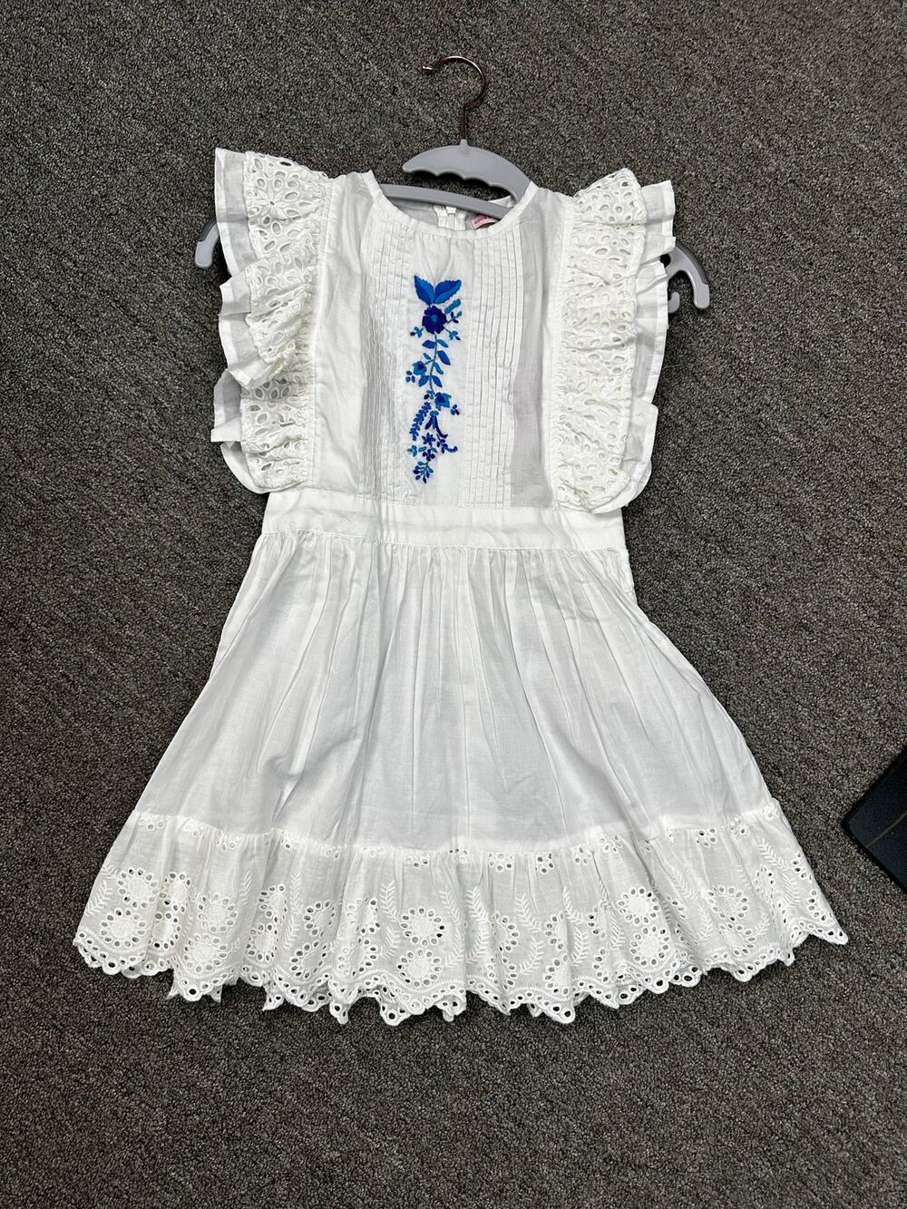 219-Coco and Ginger Girls White Cotton Embroidered Honore Dress Size 4 NWT